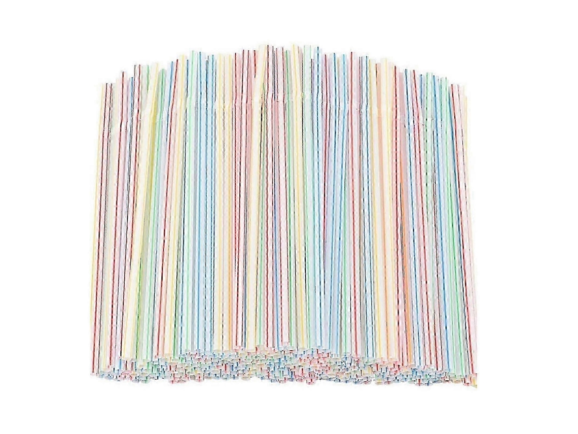 500 pajitas de plástico de 20 cm de largo, desechables, plegables, a rayas, multicolor, Rosewell