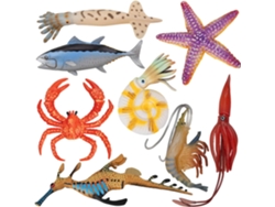 8 Pçs Plástico Mar Oceano Animal Estatuetas Brinquedo de Banho com Caranguejo Estrela Do Lula Peixe Borracha Figuras Criaturas Marinhas para D