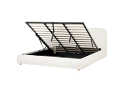 Cama De Casal Beliani Blagnac De Tecido Branco 180x200
