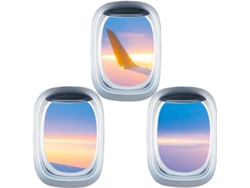 Juego 3 Pegatinas Pared Aviones Ventanas Decorativas Removibles Pvc Sólido Efecto Paisaje 3d Decoración