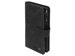 Capa Carteira Para Samsung Galaxy S22 Ultra De Couro Pu Com Zíper Flip Proteção Total Preta