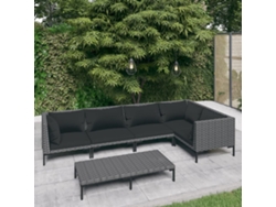 Conjunto de jardín de 6 piezas con cojines de mimbre gris oscuro de DKD Home Decor