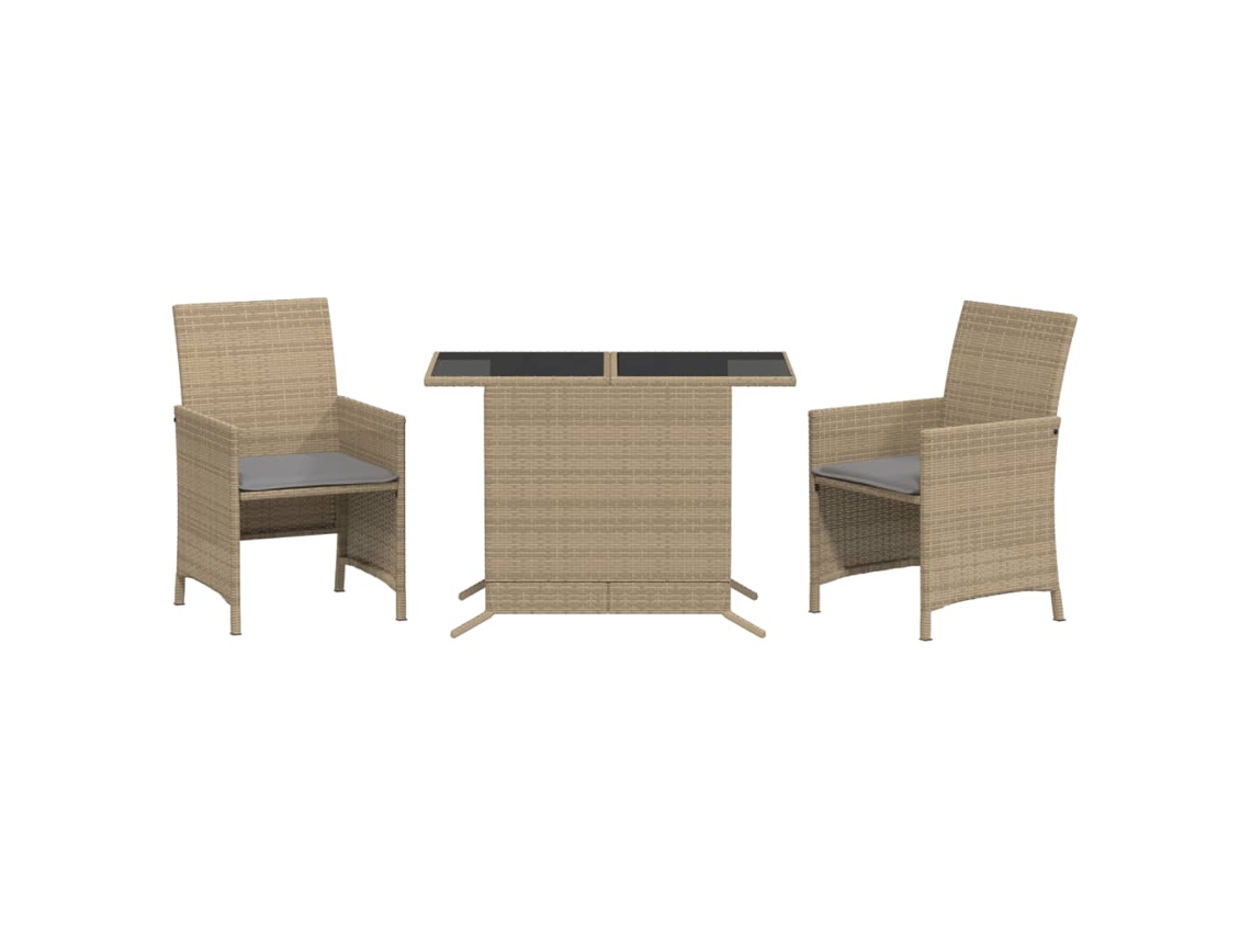 Conjunto Bistro 3 piezas con cojines de mimbre beige mixto MAISON EXCLUSIVE (3 piezas)