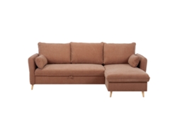 Sofá Cama Con Chaise Longue 3-4 Plazas Con Canapé de Tela Color Terracota Y Madera Clara Driss MILIBOO