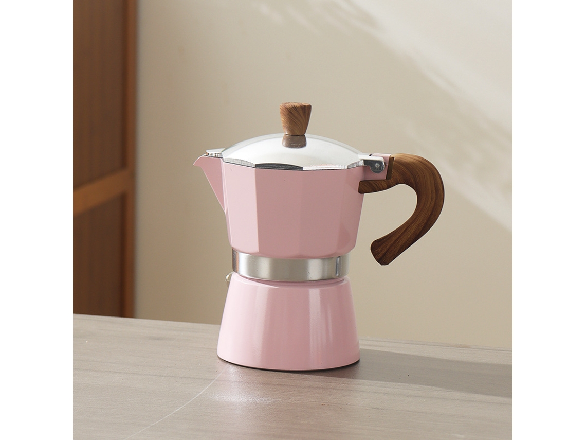 Cafetera italiana de aluminio con válvula única de 150 ml, color rosa Chrui