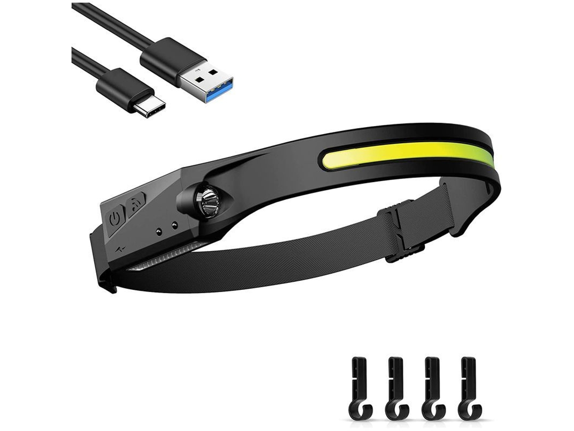 Linterna Frontal Led Recargable Usb, Impermeable Con Sensor, 5 Modos De Luz Para Camping Senderismo Ciclismo Pesca