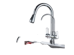 Grifo de cocina con filtro, agua fría y caliente, función de rociado retráctil, cromado OEM