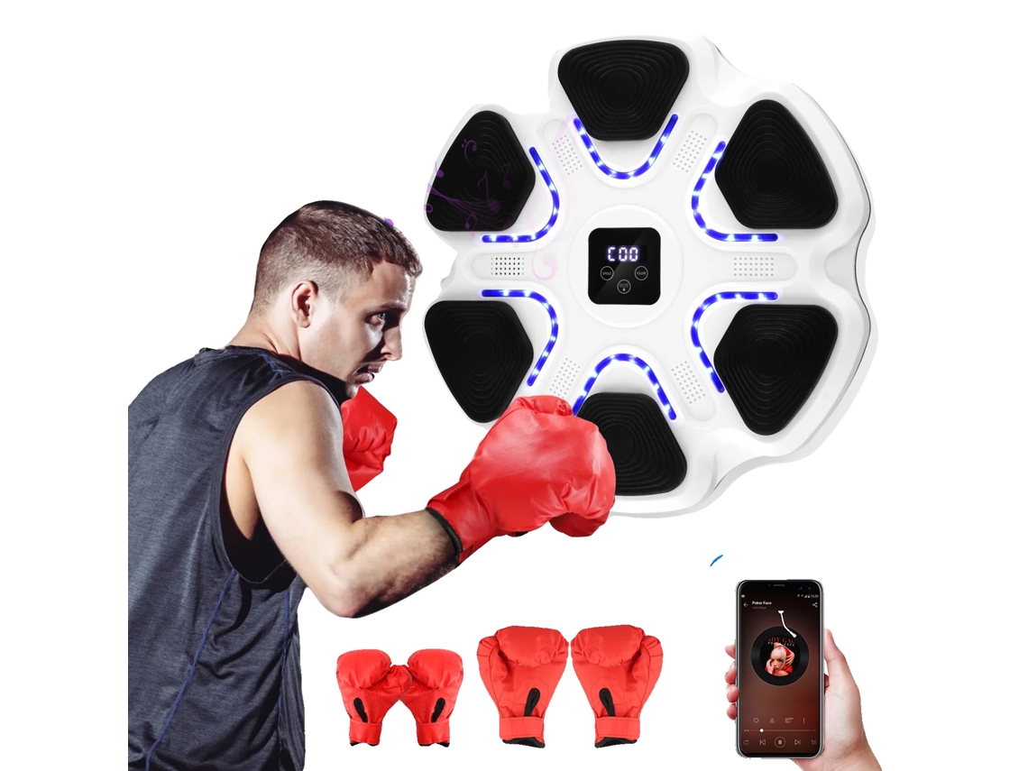 Máquina de boxeo, conectividad Bluetooth, pantalla LED, color blanco