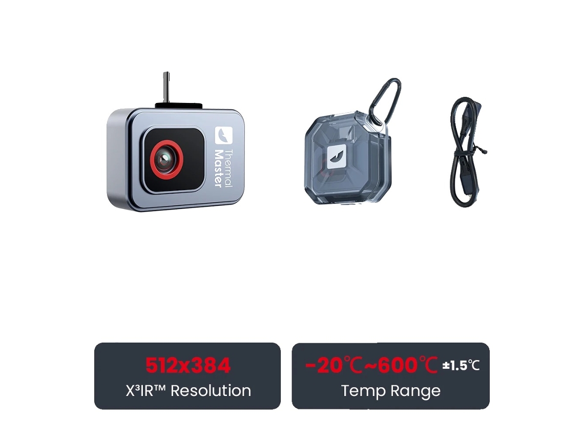 Cámara térmica, resolución de 256x192, rango de temperatura de 20 °C a 600 °C, P2 Android OEM
