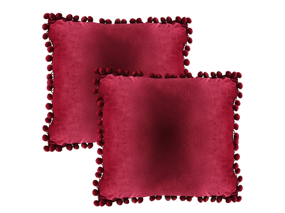 Juego De 2 Fundas De Almohada De Terciopelo Con Pompón, Estilo Rústico, 50,8 X 50,8 Cm