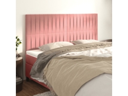 Cabeceros 4 Unidades De Terciopelo Rosa 90x5x78/88 Cm