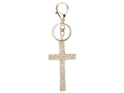 Llavero Con Cruz De Diamantes, Colgante De Metal, Accesorio Para Bolso, Pequeño Regalo, Blanco