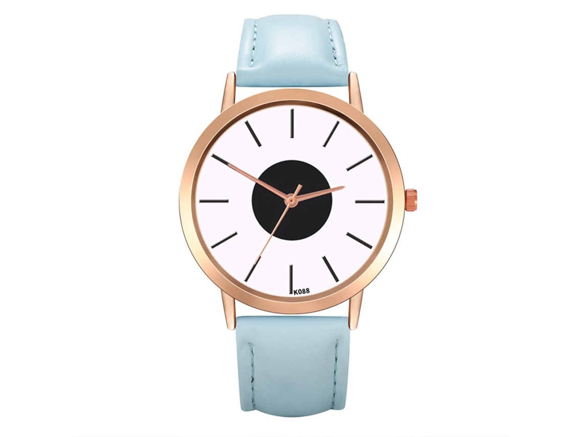 Elegante Reloj De Pulsera De Cuero Para Hombre Con Movimiento De Cuarzo (azul Claro)