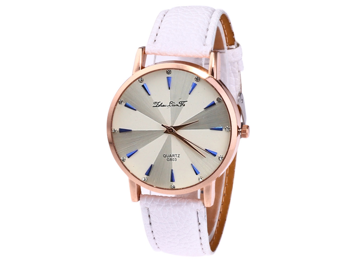 Reloj De Cuarzo Unisex Con Correa De Cuero Pu Casual Blanco