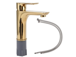 Grifo mezclador para baño, grueso, hecho a mano, acabado en bronce dorado cepillado