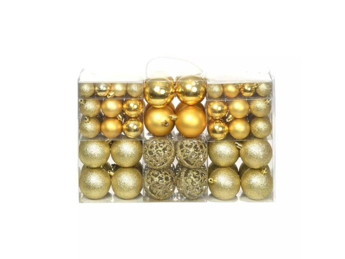 Juego De 100 Adornos Navideños, 6 Cm, Dorados - Material Plástico, Diseño Ergonómico, Apto Para Uso Diario.