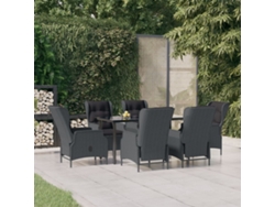 Juego de comedor de jardín de 7 piezas en mimbre gris oscuro de DKD Home Decor