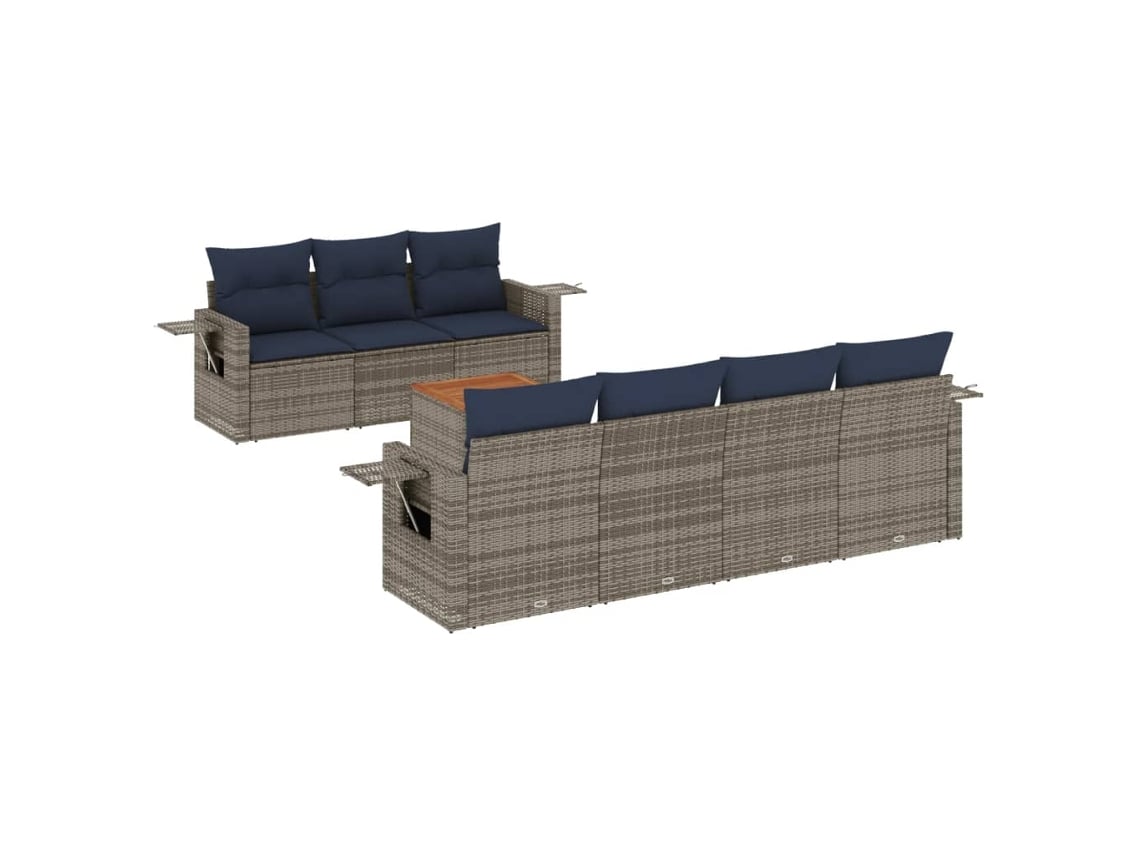 Maison Exclusive - Conjunto De Sofá De Jardín De 8 Piezas Con Cojines, Poliratán Gris