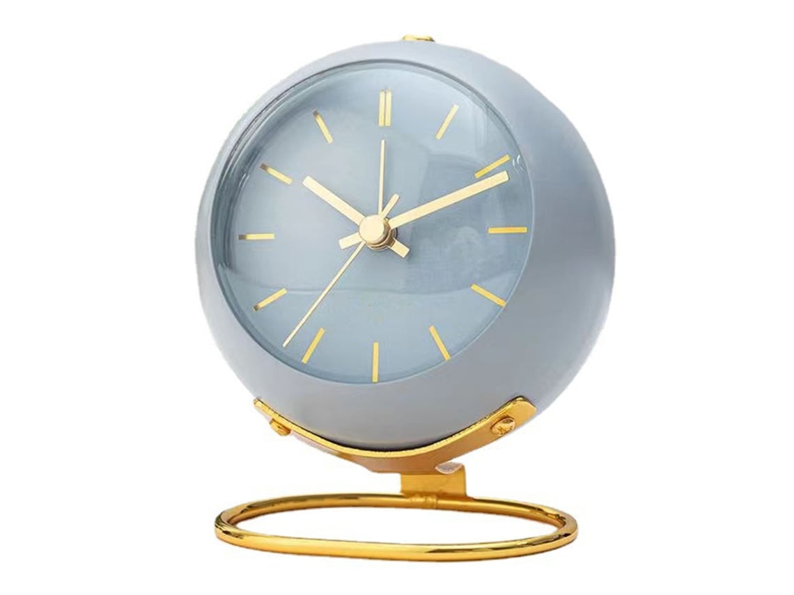 2026-reloj Despertador De Metal Mini Para Escritorio, Reloj De Mesa Silencioso Redondo Azul Para Estudiantes Y Dormitorios