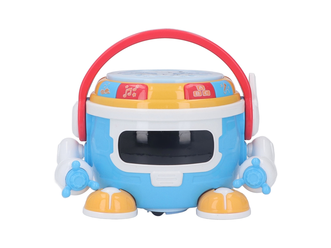 Ats-juguete Robot Tambor Para Bebé Con Rotación 360°, Música, Luz Y Proyección, Juguete Educatsivo De Percusión Azul