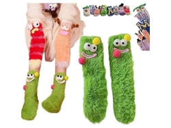2026-calcetines Monstruo Cálidos Suaves De Terciopelo Coral, Estilo Cartoon 3d, Regalo Navideño Con Tarjeta