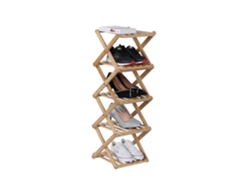 Relaxdays Zapatero, 5 Baldas, Estantería Plegable Para Pasillo Y Dormitorio, 84 X 28 X 28 Cm, Bambú Natural