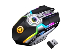 Ratón inalámbrico USB Yizhood A5 de 7 botones para PC y portátil, silencioso, retroiluminado RGB, 1600 dpi, para juegos, color negro