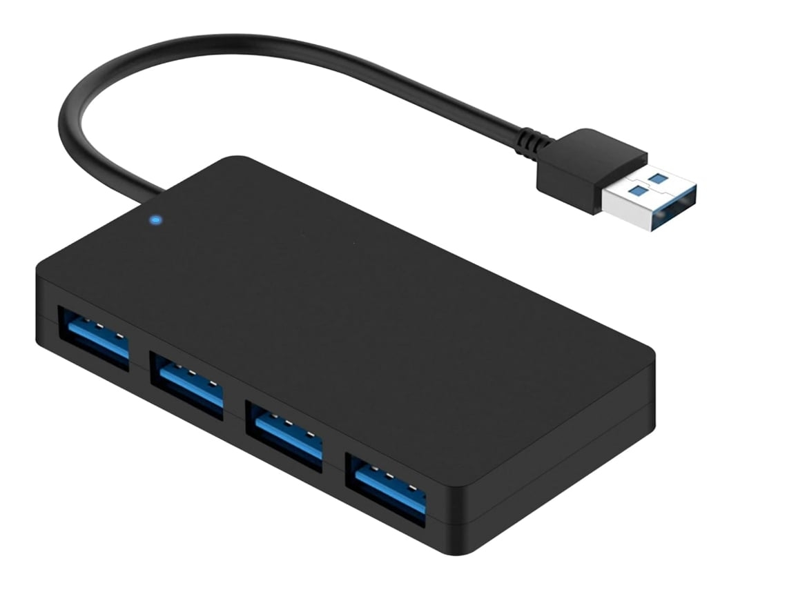 Concentrador USB 3.0 de 4 puertos para portátil, divisor USB de varios puertos para PC, MacBook, disco duro móvil, unidad flash, impresora, color negro Gusshious