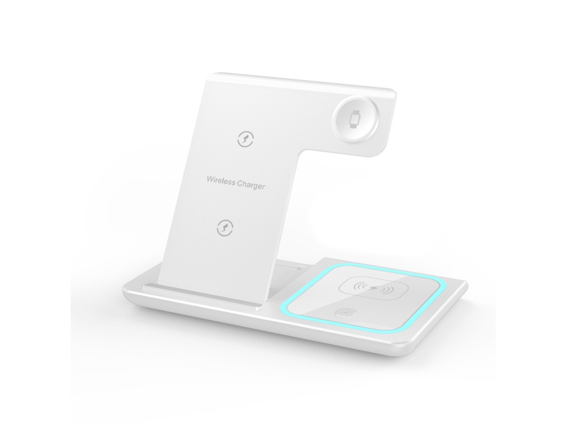 Cargador inalámbrico 3 en 1 para iPhone, iWatch y AirPods, iPhone 15, 14, 13, 12, 11 Pro, Pro Max, iWatch y AirPods, color blanco.