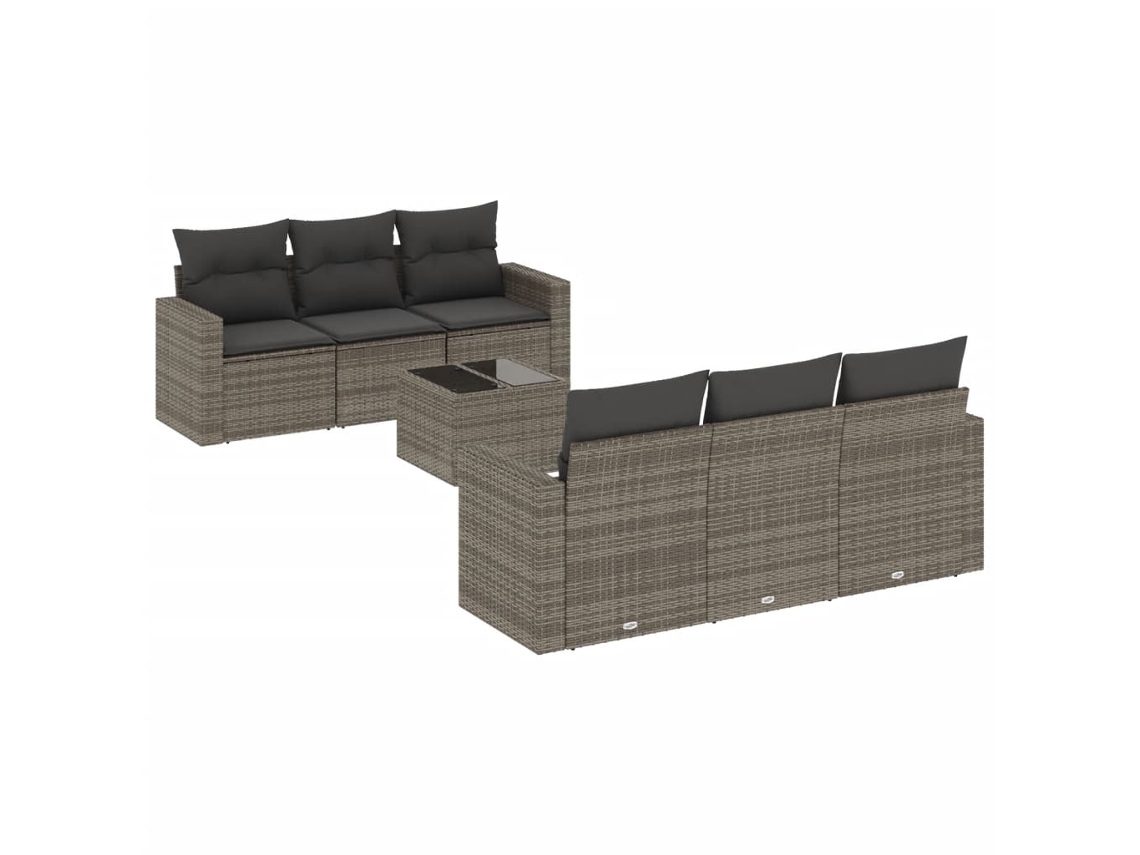 Maison Exclusive - Set De Sofás De Jardín 7 Piezas Con Cojines Ratán Pe Gris