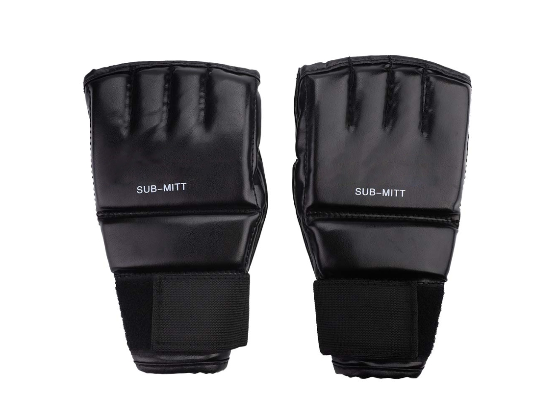 Guantes de gimnasio para adultos, calcetines de entrenamiento de Muay Thai, guantes de boxeo, color negro y dorado.