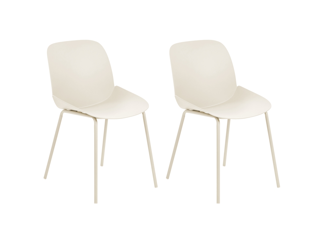 Conjunto de cadeiras modernas com assento fundo BELIANI Milaca de Material sintético Creme 46x62x81