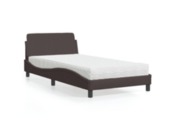 Cama Con Colchón Tela Marrón Oscuro 100x200 Cm