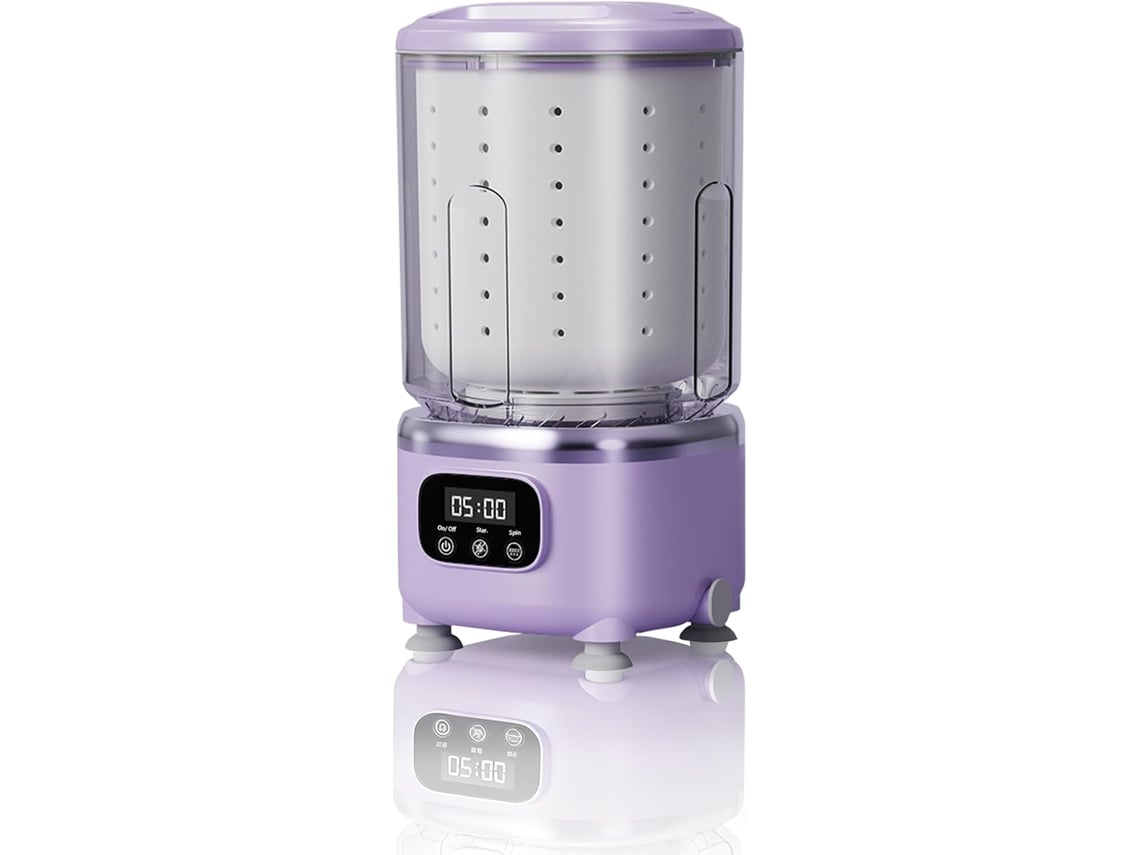 Mini lavadora automática recargable por USB con ciclo de lavado y centrifugado Sfushos (morado)