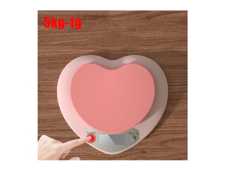 Báscula de cocina electrónica portátil con forma de corazón rosa 5 kg WT-33