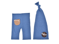 Traje De Foto Para Recién Nacido Ropa Azul Pantalones Gorro Crochet Suave Transpirable Botones De Madera Accesorios