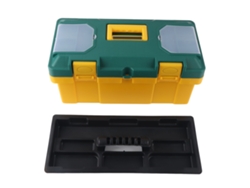 Caja De Herramientas Portátil Para Coche Con Estante Extraíble, Color Amarillo Verdoso, 45 X 23 X 20 Cm (19 Pulgadas)