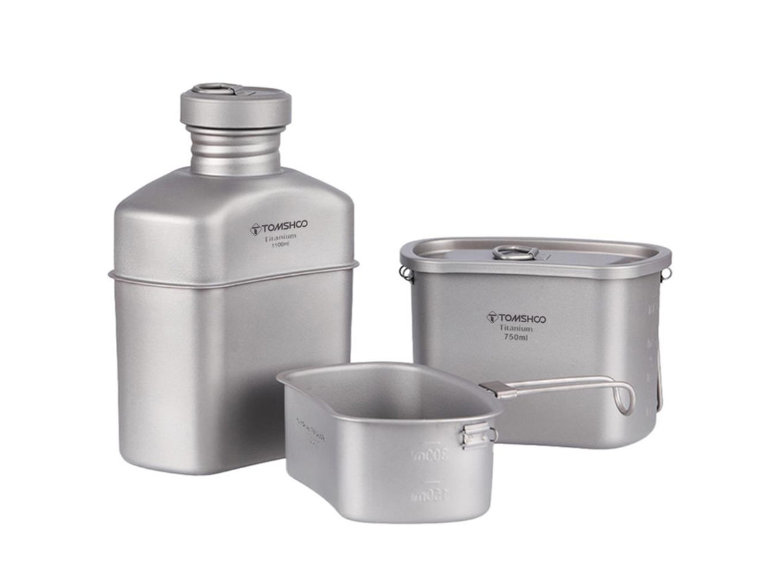 Juego de taza y botella para exteriores (ultraligero, apto para cocinar en camping)