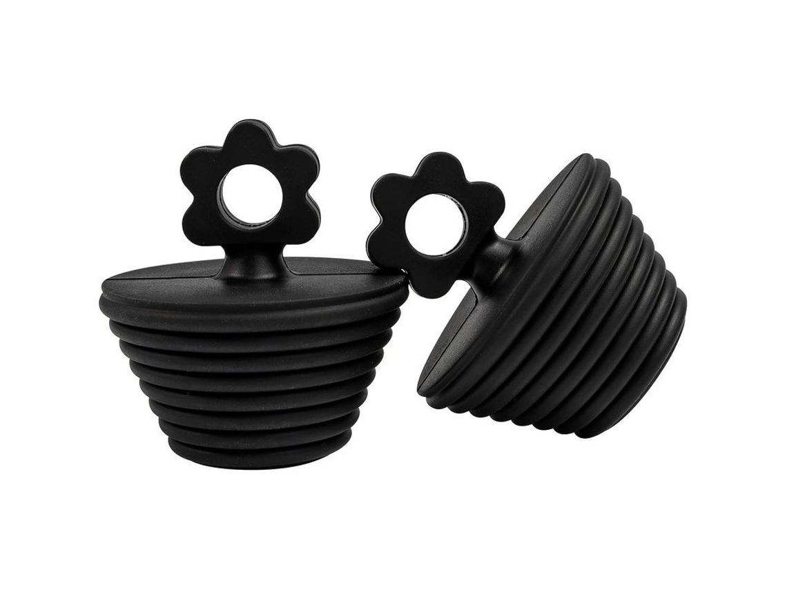 Tapón de desagüe de baño Linjou de 2 piezas para bañera y lavabo, negro | Sin marca