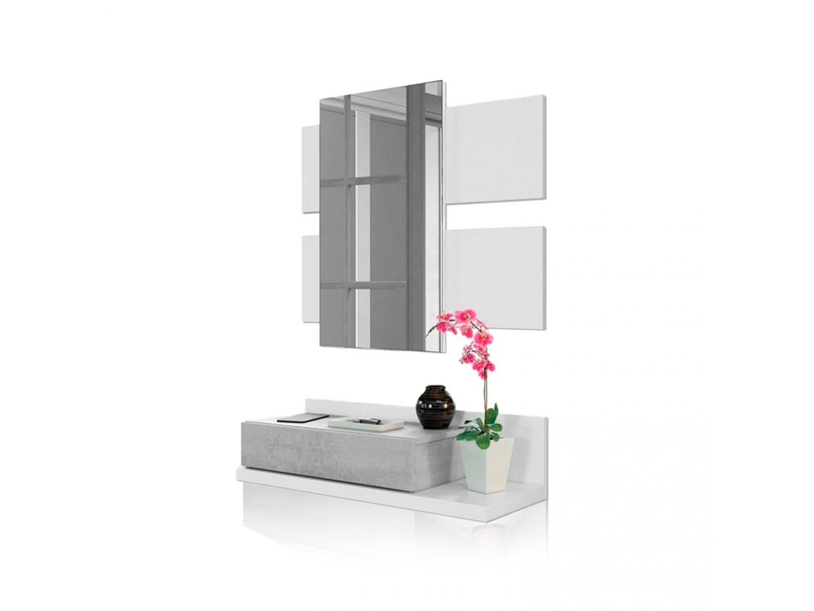 Mueble de recibidor Tekkan Blanco Artik (Blanco Mate) - Gris Cemento 75 x 116 x 29cm cm