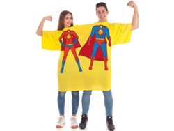 Disfraz Unisex DISFRAZZES Camiseta Disfraz Doble Súper Héroes Birras (Talla: Talla Universal)