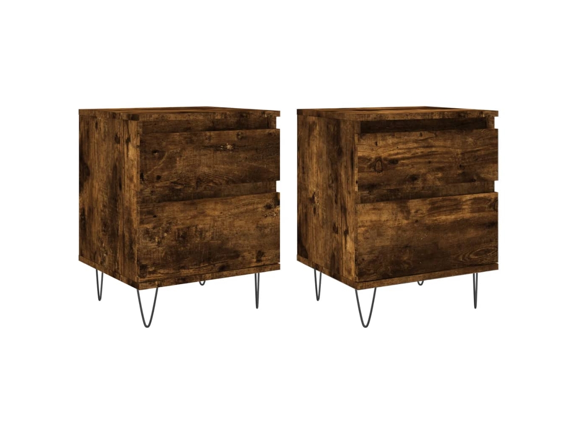 Maison Exclusive - Mesitas Noche 2 Uds Madera Ingeniería Roble Ahumado 40x35x50 Cm