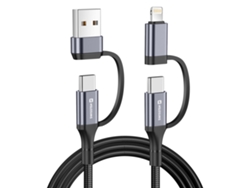 Cable USB-C a USB-A y Lightning intercambiable 4 en 1, 60 W, 1,5 m, negro, SWISSTEN