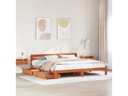 Cama Sin Colchón Madera Maciza De Pino Marrón Cera 200x200 Cm