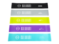 Kalahari Fitness Juego de Bandas Elásticas con Libro Elástico de Ejercicios y Bolsa - 5 Bandas Elásticas de Culturismo con Diferentes Niveles de Resistencia