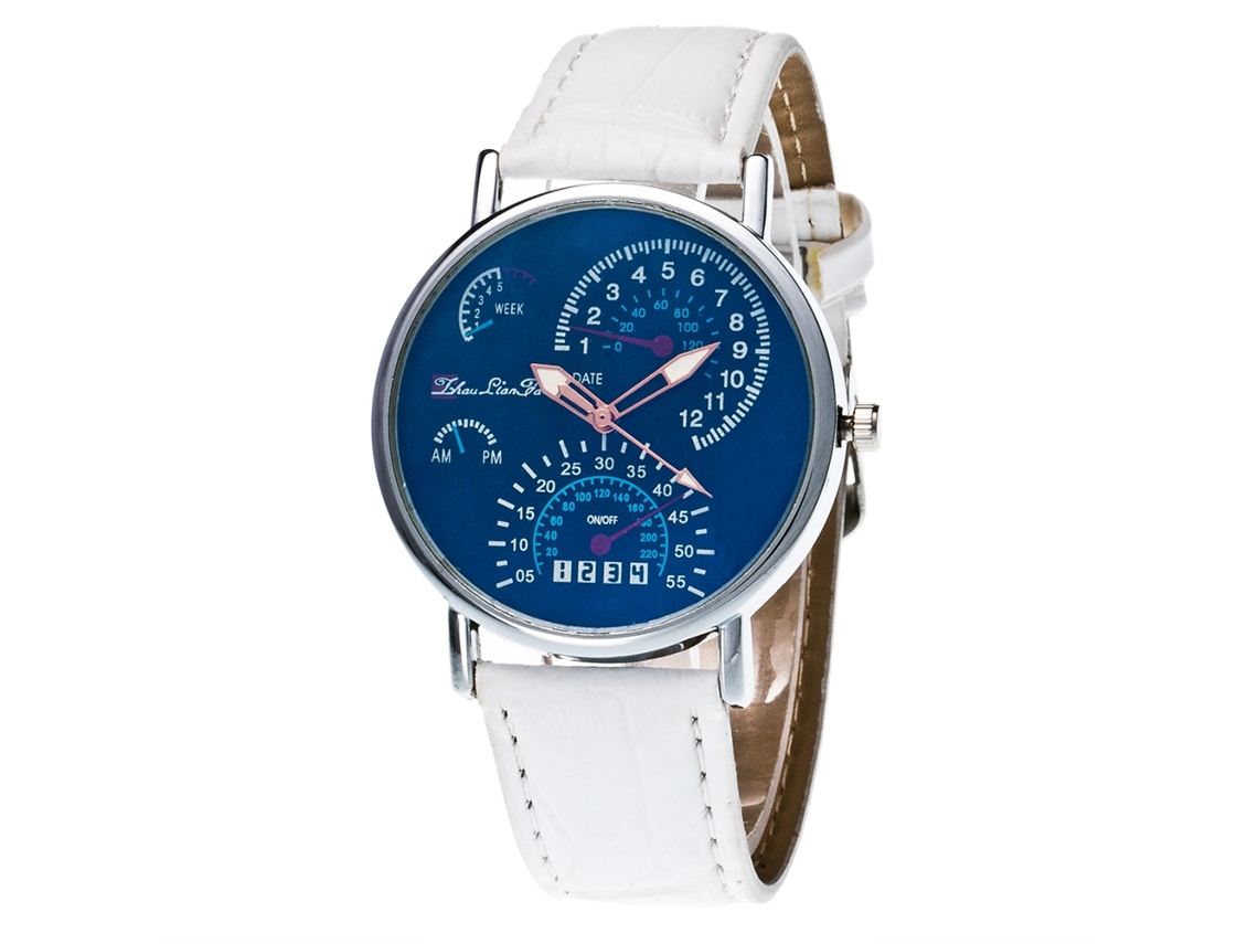 Reloj De Pulsera De Cuarzo Para Hombre Con Correa De Pu, Estilo Moderno, Pantalla Analógica, Blanco.