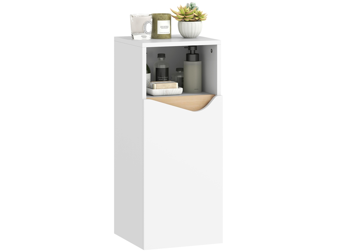 Badezimmerschrank Schmal Badschrank Mit Verstellbaren Ablagen, Offenem Fach 30 X 30 X 71,5 Cm Blanco