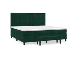 Maison Exclusive - Cama Box Spring Con Colchón Terciopelo Verde Oscuro 200x200 Cm