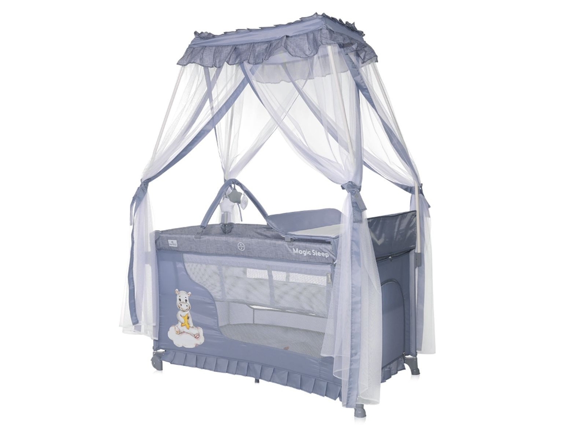 Cuna de viaje Lorelli Magic Sleep con dosel y cambiador, color gris frío (2 niveles)