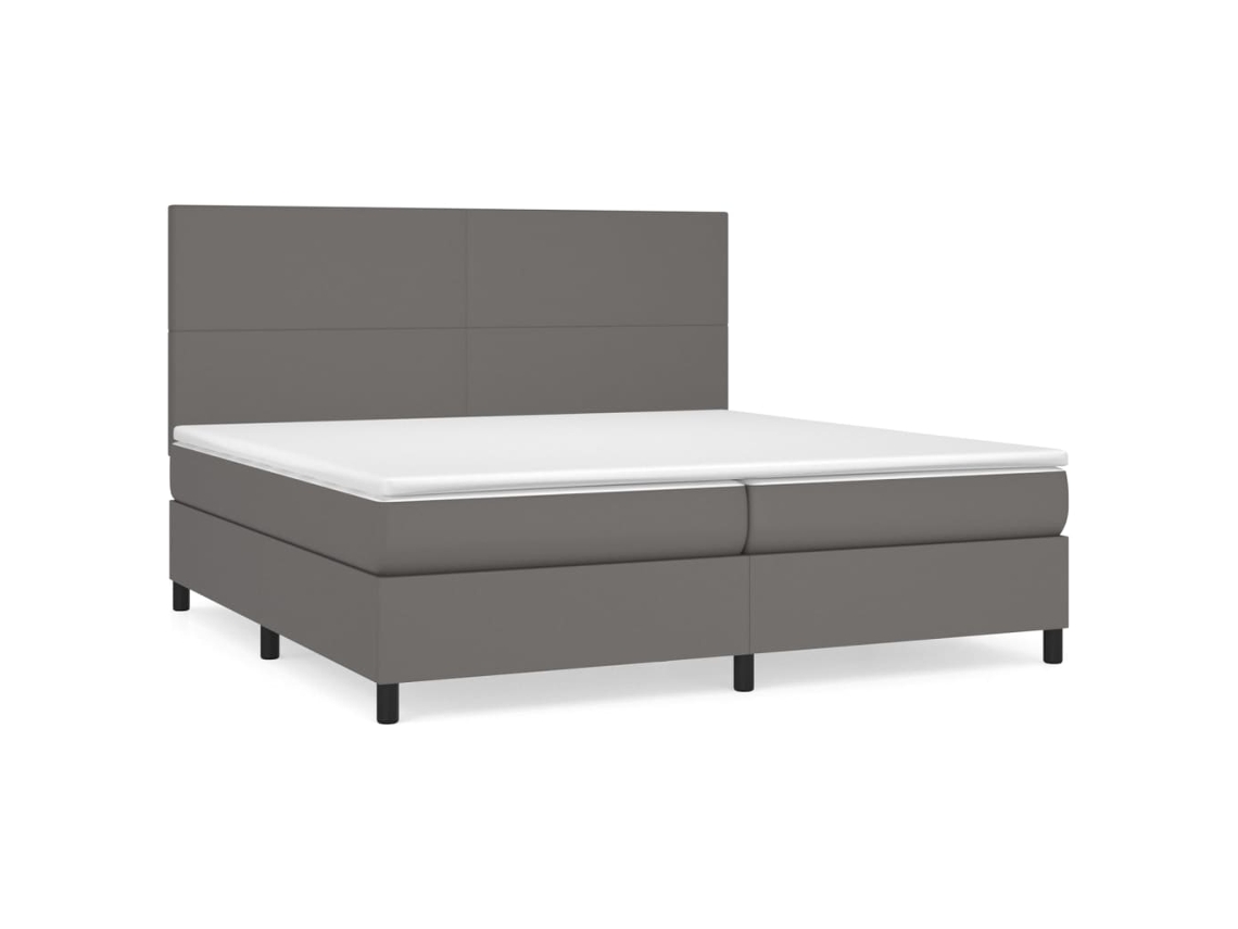 Maison Exclusive - Cama Box Spring Con Colchón Cuero Sintético Gris 200x200 Cm